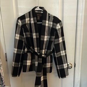 Chadwicks Black and White Plaid Blazer with Wrap Style